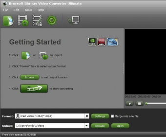 Стартовое окно Brorsoft Blu-ray Video Converter Ultimate с блоком Getting Started