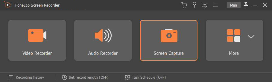 Режим Screen Capture в главном окне FoneLab Screen Recorder