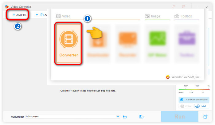 Окно Converter в WonderFox HD Video Converter Factory Pro с кнопкой Add Files