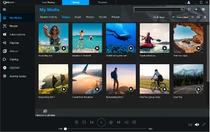 Современная медиатека RealPlayer 25 в тёмной теме