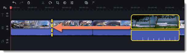 Тайм-линия Movavi Video Editor с видео- и аудиодорожками