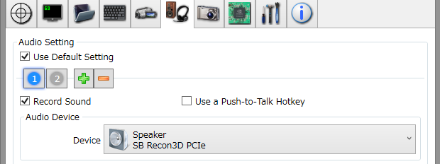 Audio Setting Dxtory с выбором звукового устройства и настройкой Push-to-Talk