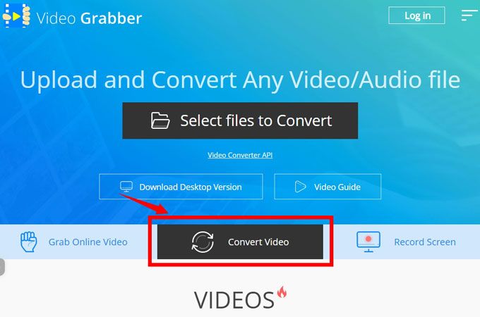 Вкладка Convert Video в классическом интерфейсе Video Grabber