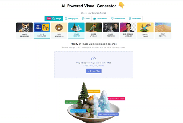 Интерфейс Pikto AI Studio с генераторами и инструментами обработки изображений