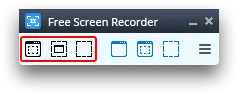 Кнопки создания скриншотов в Free Screen Video Recorder