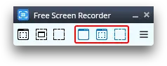 Кнопки выбора видеозахвата в Free Screen Video Recorder