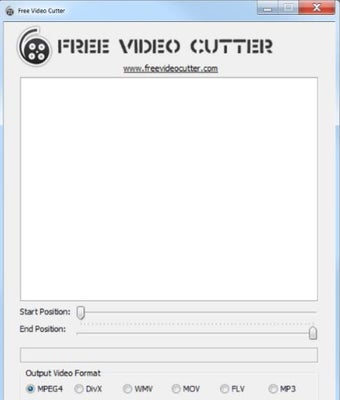 Интерфейс Free Video Cutter с областью просмотра и элементами выбора фрагмента