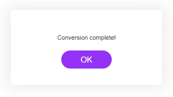 Сообщение Conversion complete в FVC Free Video Converter Online после завершения преобразования