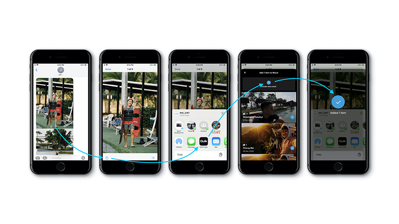 Импорт фотографий и видео в GoPro Quik через системное меню смартфона