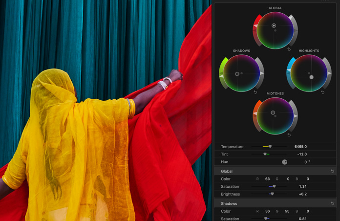 Color Wheels в Final Cut Pro для коррекции теней, полутонов, светов и общего цвета