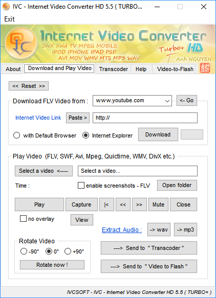 Вкладка Download and Play Video в Internet Video Converter HD 5.5