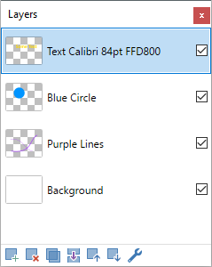 Панель Layers в Paint.NET со списком слоёв, миниатюрами и элементами управления