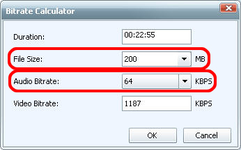 Bitrate Calculator в 4Media Video Converter Standard