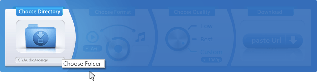 Зона Choose Directory в ByClick Downloader для выбора папки сохранения