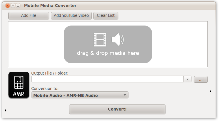 Главное окно Mobile Media Converter в Linux