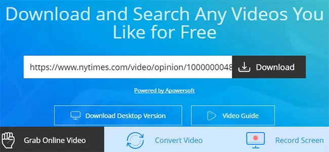 Архивный экран Video Grabber после анализа ссылки на онлайн-видео