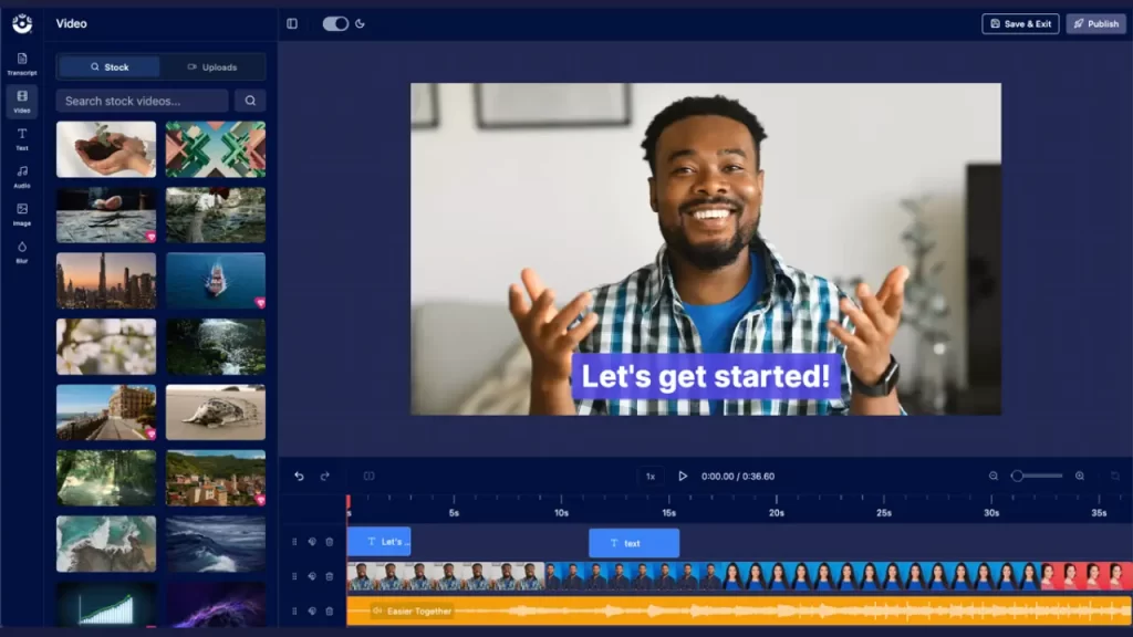 Online Video Editor ScreenPal с библиотекой стокового видео, предпросмотром и таймлайном
