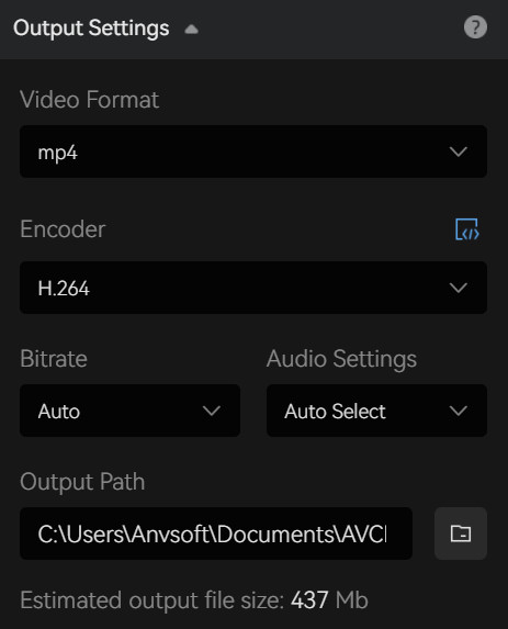 Панель параметров экспорта AVCLabs Video Enhancer AI