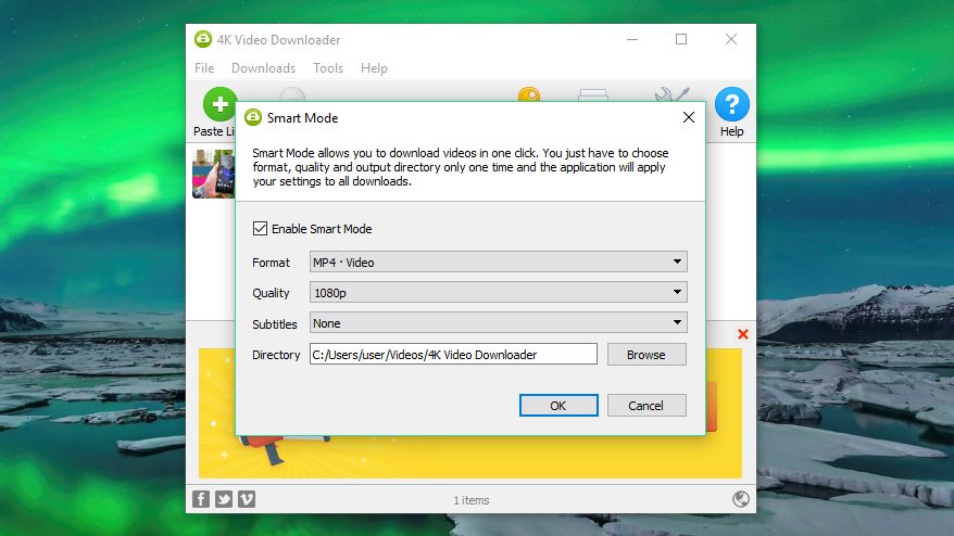 Окно Smart Mode классического 4K Video Downloader