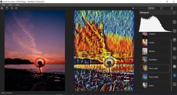 AI Style Transfer с художественными стилями в WidsMob AI Retoucher
