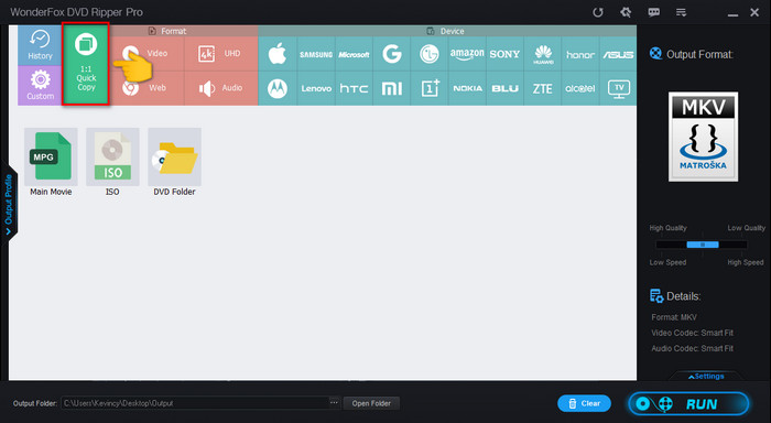 Раздел 1 к 1 Quick Copy с ISO и DVD Folder в WonderFox DVD Ripper Pro