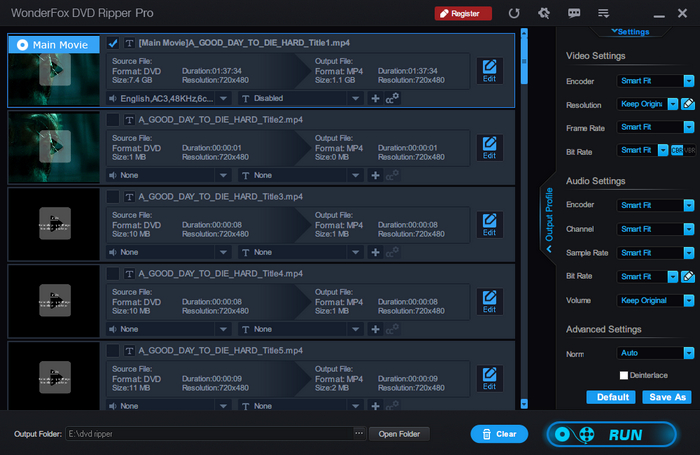 Настройки видео и аудио в WonderFox DVD Ripper Pro