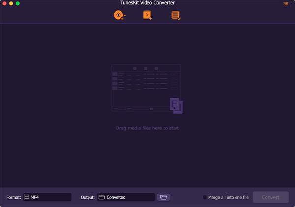 Главное окно TunesKit Video Converter без загруженных файлов