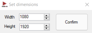 Окно Set dimensions для задания размеров кадра в WebMConverter