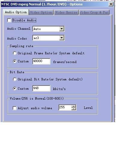 Вкладка Audio Option в Total Video Converter