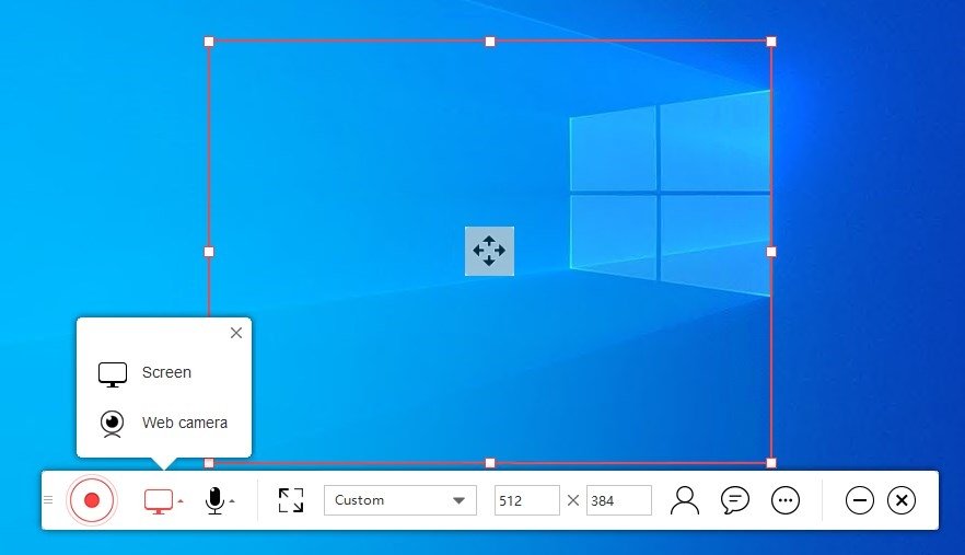 Выбор источника Screen или Web camera в ShowMore