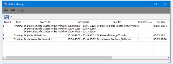 Batch Manager SolveigMM Video Splitter с очередью задач на обрезку