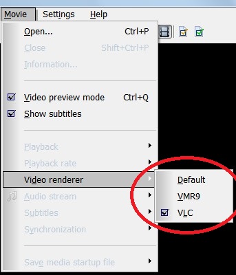 Выбор видеорендерера VLC в Subtitle Workshop Classic