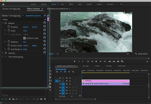 Логотип PNG поверх видеодорожки в Adobe Premiere