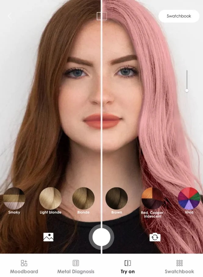 Интерфейс L’Oréal Professionnel My Hair iD с виртуальной примеркой цвета волос