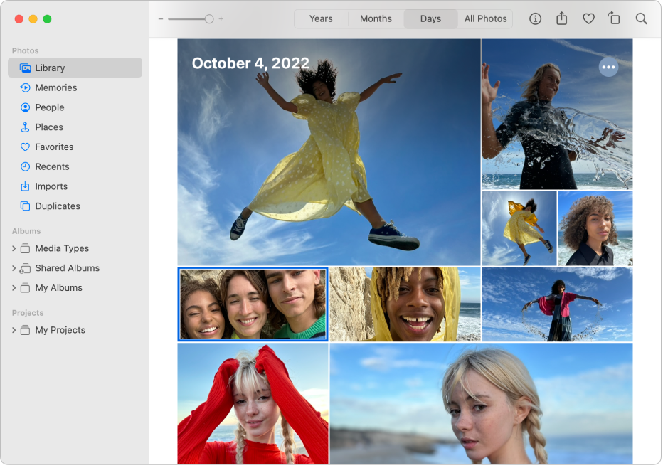Интерфейс приложения Apple Photos на Mac