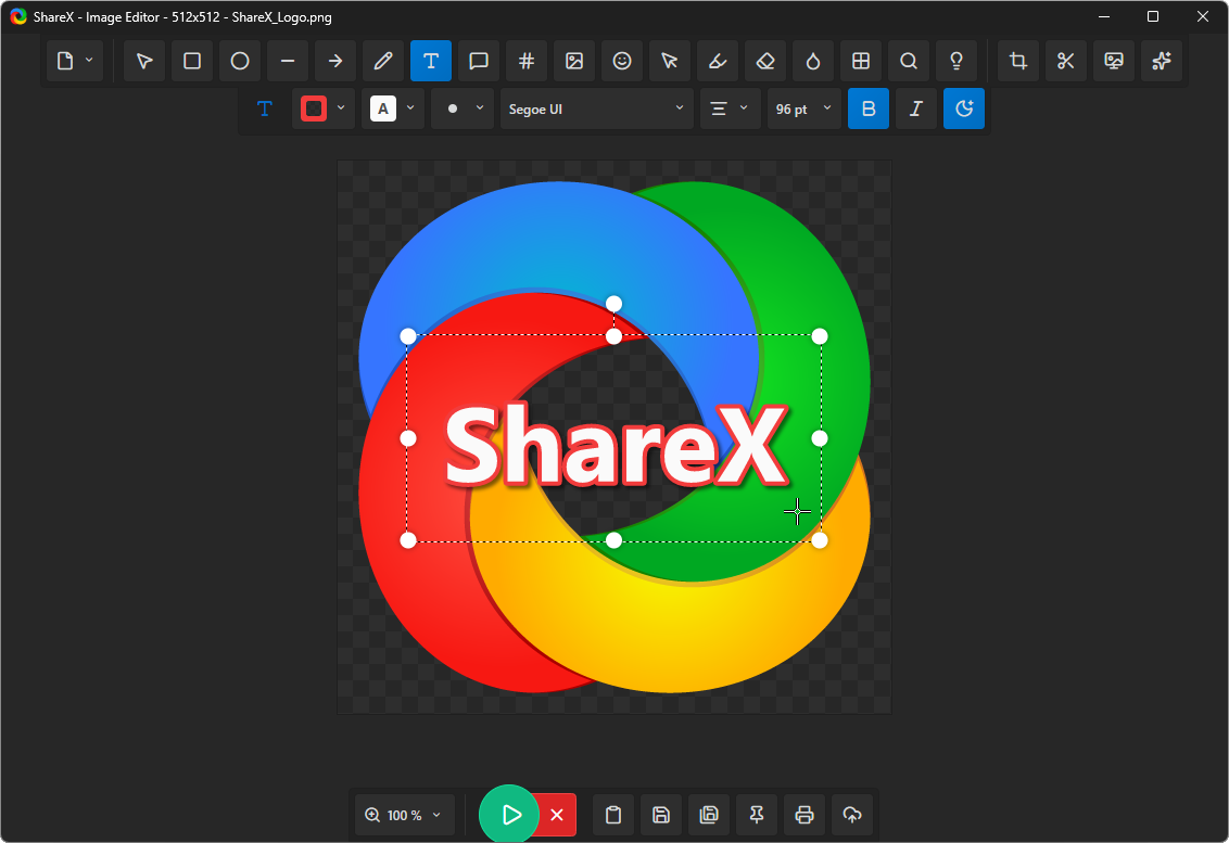 Редактор ShareX с панелью аннотаций и инструментами захвата