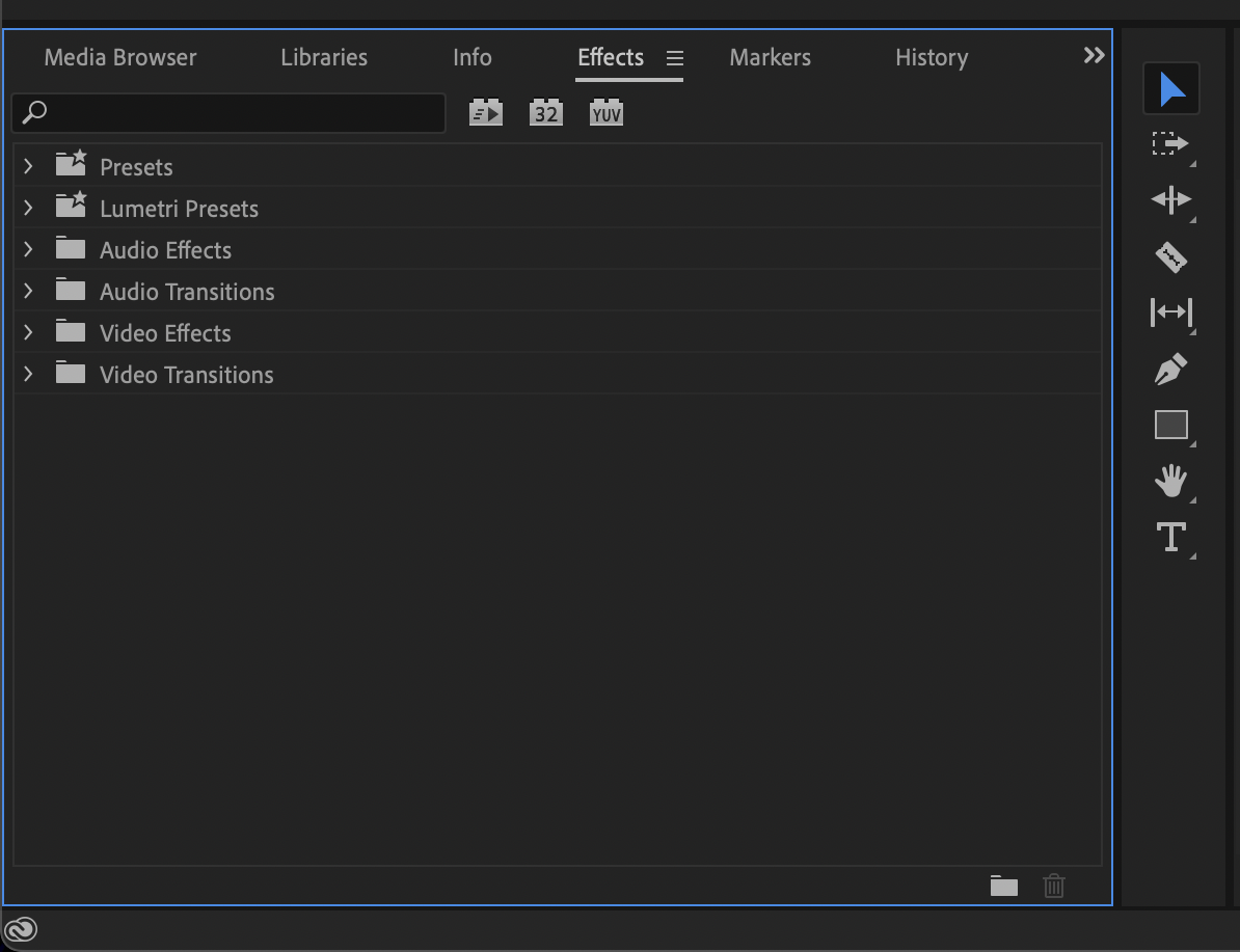 Панель Effects в Adobe Premiere