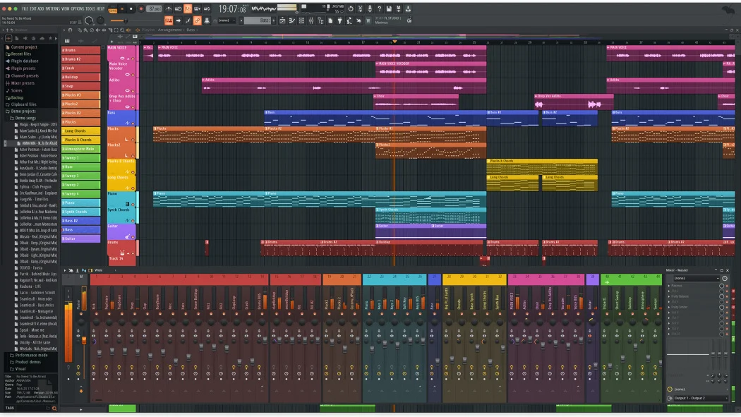 Интерфейс FL Studio с Playlist, Channel Rack и Mixer