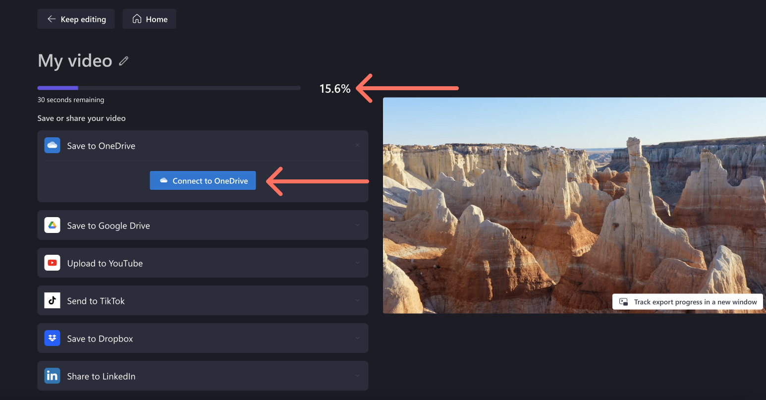 Экспорт готового проекта в Microsoft Clipchamp