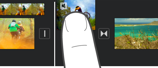 Таймлайн iMovie на iPhone с клипами и переходом