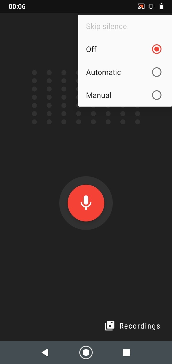 Настройка пропуска тишины в Smart Voice Recorder