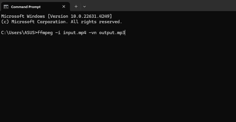Командная строка FFmpeg при извлечении MP3 из видео