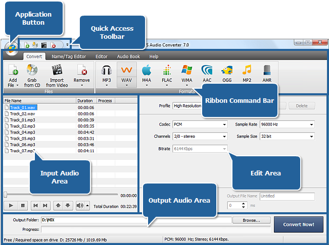 Главное окно AVS Audio Converter с вкладками Convert, Name Tag Editor, Editor и Audio Book