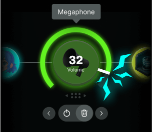 Интерфейс Voicemod Voicelab с модулем Megaphone и регулятором его уровня