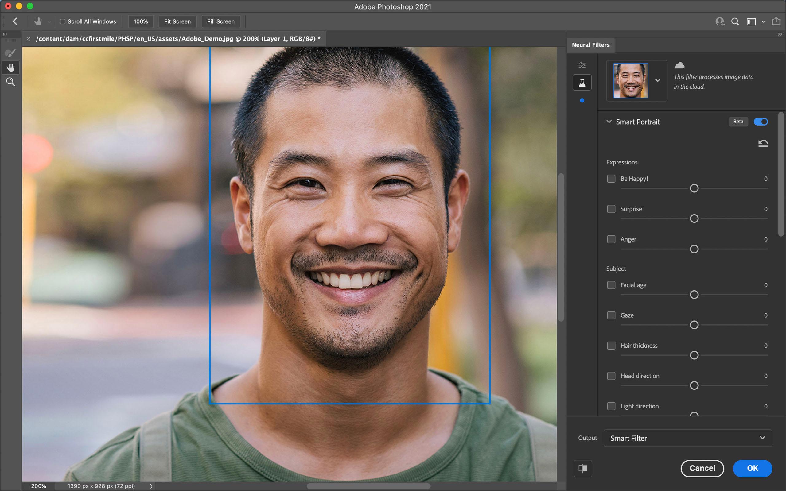 Рабочее пространство Adobe Photoshop на Mac с панелями слоёв и инструментов