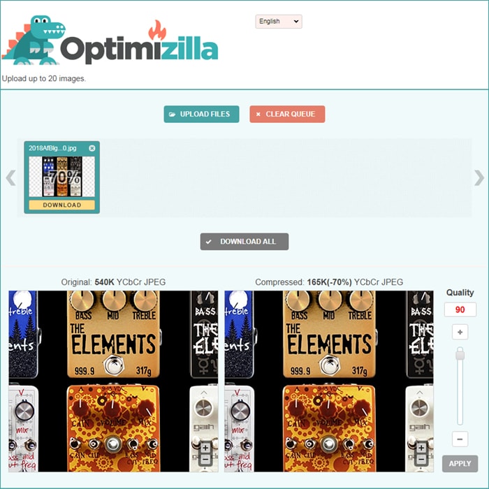 Классический интерфейс Optimizilla для пакетного сжатия изображений