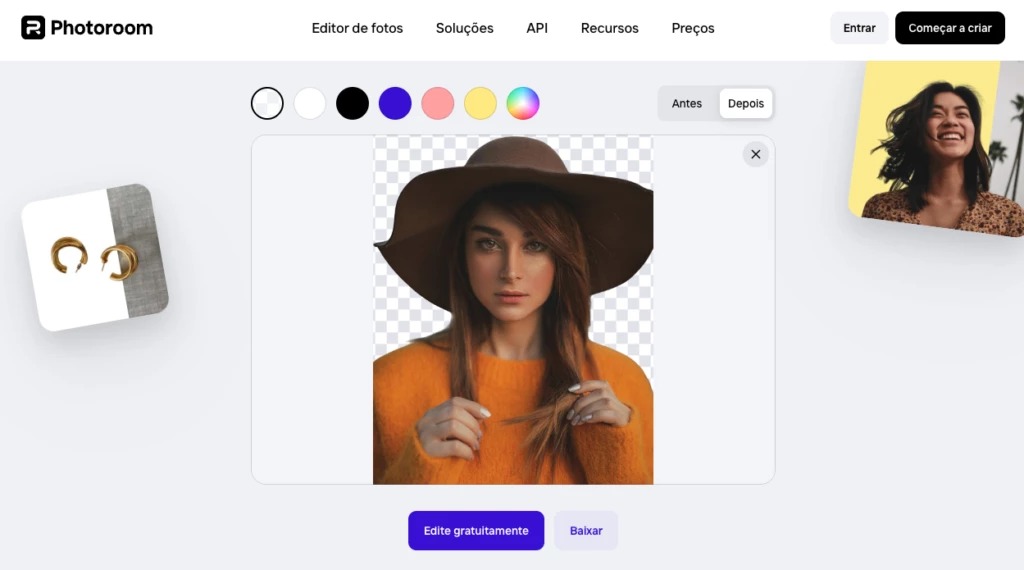 Интерфейс Photoroom с вырезанным объектом на прозрачном фоне