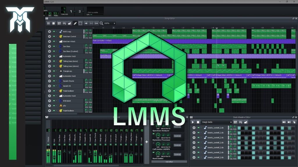 Интерфейс LMMS с Piano Roll и редактором аранжировки
