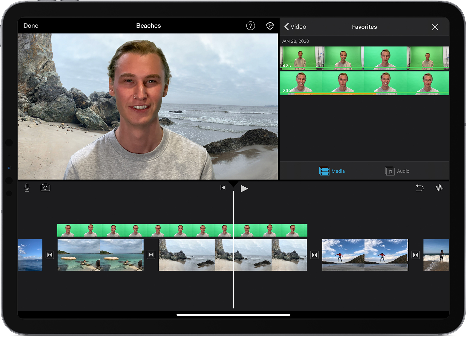Эффект зеленого экрана в iMovie на iPad
