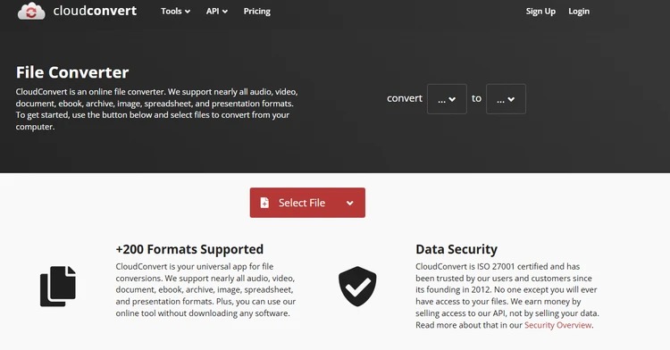 Интерфейс CloudConvert для преобразования CR3 в JPG